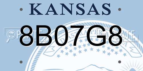 8B07G8 Kansas License Plate