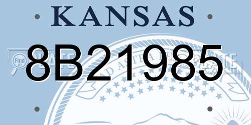 8B21985 Kansas License Plate