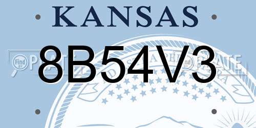8B54V3 Kansas License Plate