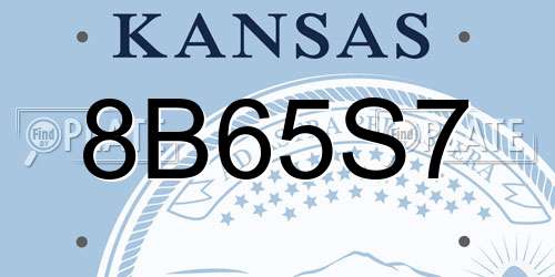 8B65S7 Kansas License Plate