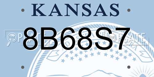 8B68S7 Kansas License Plate