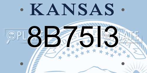 8B75I3 Kansas License Plate