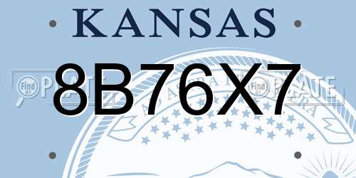 8B76X7 Kansas License Plate