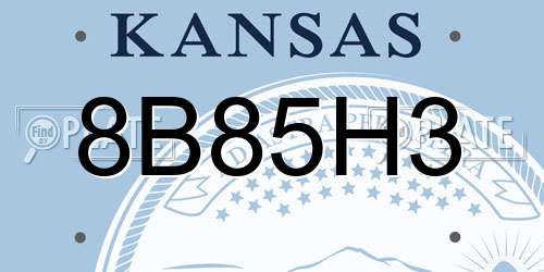 8B85H3 Kansas License Plate