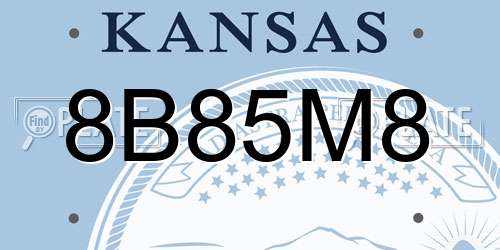 8B85M8 Kansas License Plate