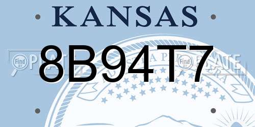 8B94T7 Kansas License Plate