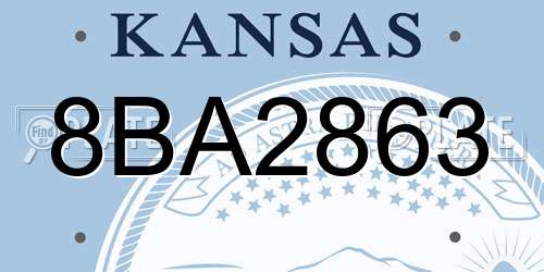 8BA2863 Kansas License Plate