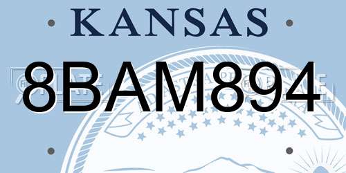 8BAM894 Kansas License Plate