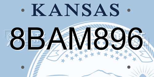 8BAM896 Kansas License Plate