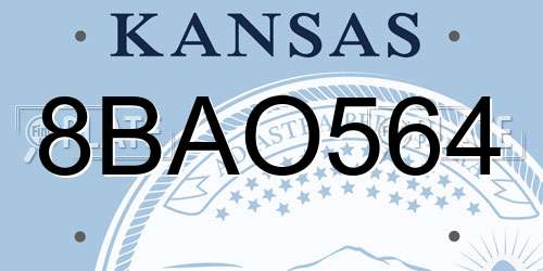 8BAO564 Kansas License Plate