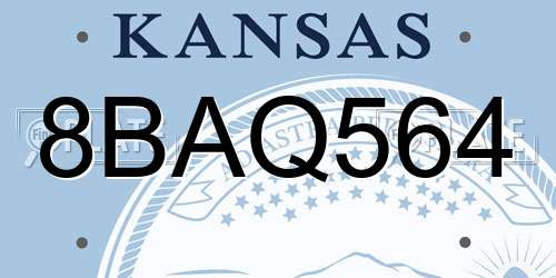 8BAQ564 Kansas License Plate