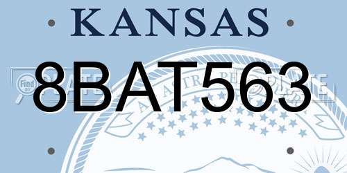 8BAT563 Kansas License Plate