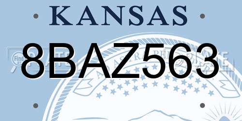 8BAZ563 Kansas License Plate