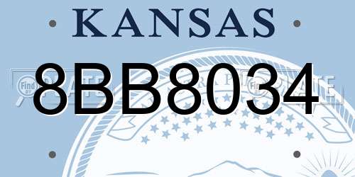 8BB8034 Kansas License Plate