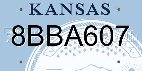 8BBA607 Kansas License Plate