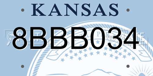 8BBB034 Kansas License Plate