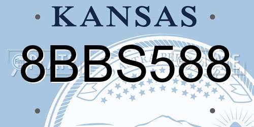 8BBS588 Kansas License Plate