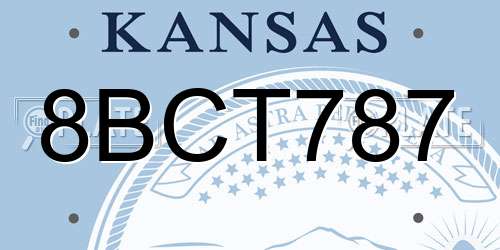 8BCT787 Kansas License Plate