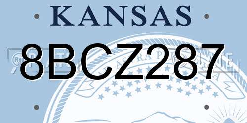 8BCZ287 Kansas License Plate