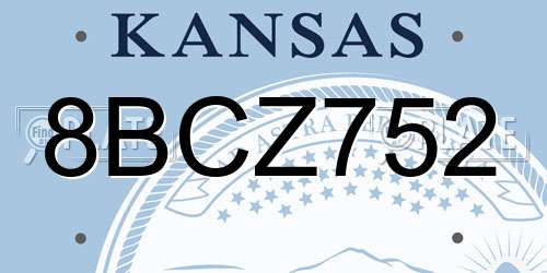 8BCZ752 Kansas License Plate