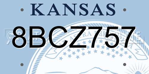 8BCZ757 Kansas License Plate