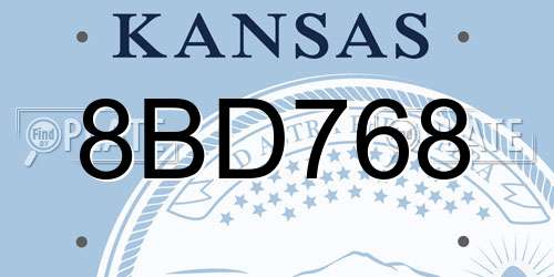 8BD768 Kansas License Plate
