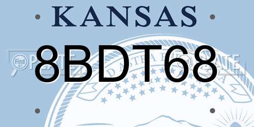 8BDT68 Kansas License Plate