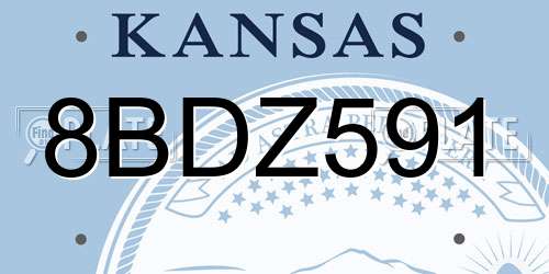 8BDZ591 Kansas License Plate
