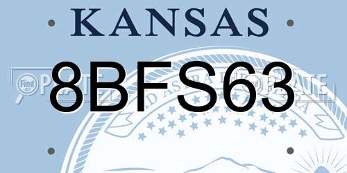 8BFS63 Kansas License Plate