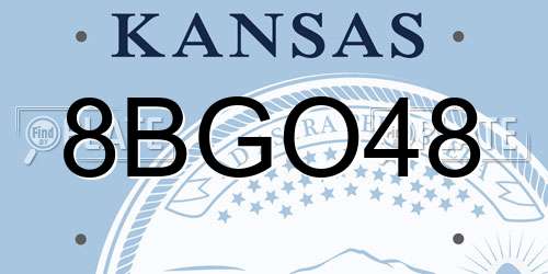 8BGO48 Kansas License Plate