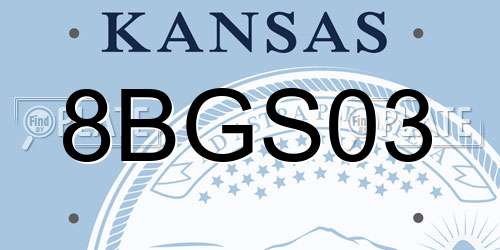 8BGS03 Kansas License Plate