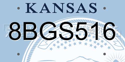 8BGS516 Kansas License Plate