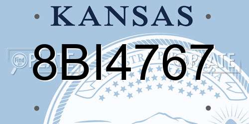 8BI4767 Kansas License Plate