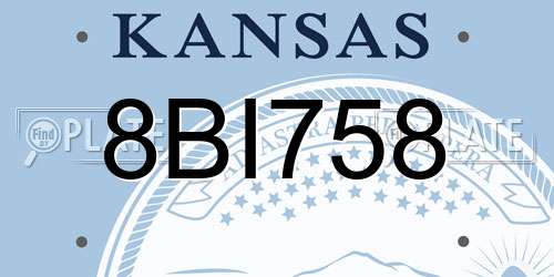 8BI758 Kansas License Plate