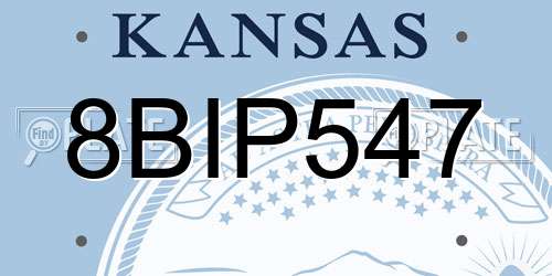 8BIP547 Kansas License Plate