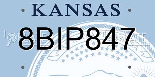 8BIP847 Kansas License Plate