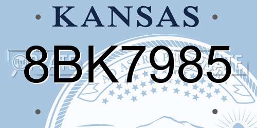 8BK7985 Kansas License Plate