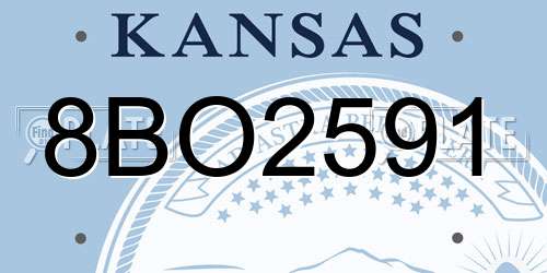 8BO2591 Kansas License Plate
