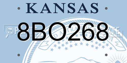 8BO268 Kansas License Plate