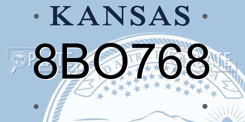 8BO768 Kansas License Plate