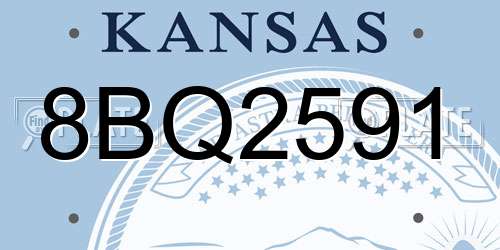 8BQ2591 Kansas License Plate