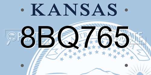 8BQ765 Kansas License Plate