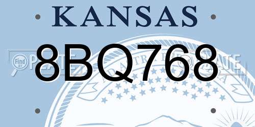 8BQ768 Kansas License Plate