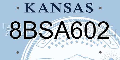 8BSA602 Kansas License Plate