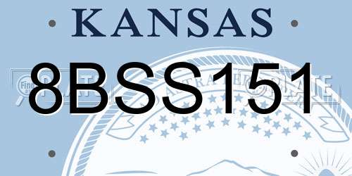 8BSS151 Kansas License Plate