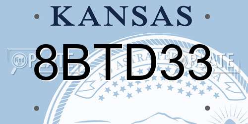 8BTD33 Kansas License Plate