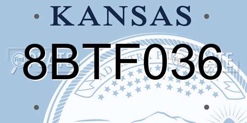 8BTF036 Kansas License Plate