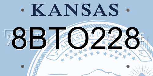 8BTO228 Kansas License Plate
