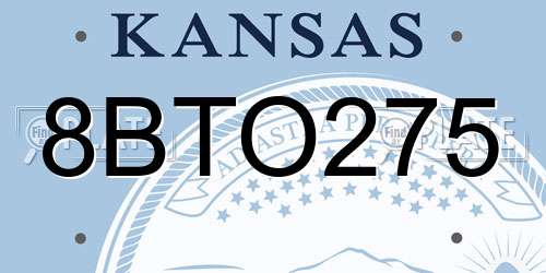 8BTO275 Kansas License Plate