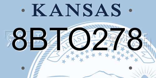 8BTO278 Kansas License Plate